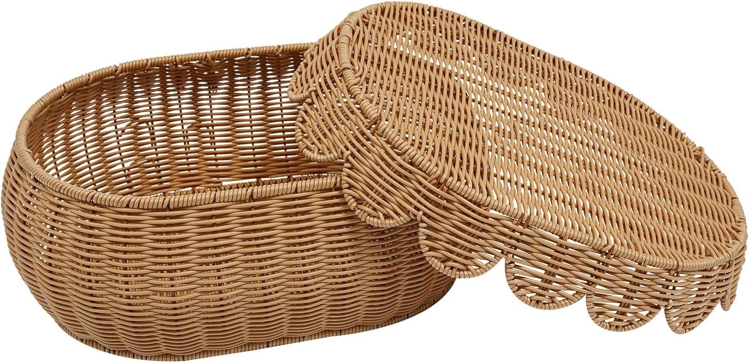 Decorative Storage Boxes with Lids - Set of 3 Beautiful Wicker Organizer Bins for Your Shelves & Home Decor - Safely Store Your Photos, Documents, and Memory Box