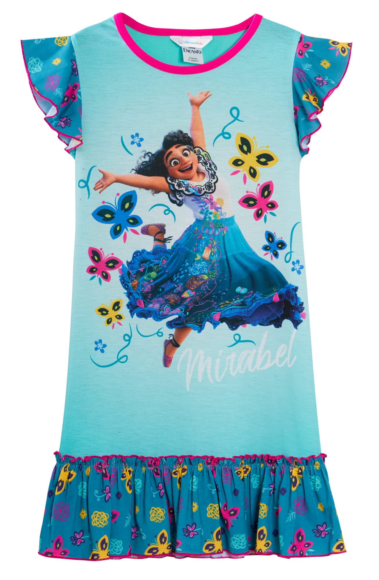 Disney (7-8 Years) Girls Encanto Nightdress Mirabel Short Sleeve Nightie Nightshirt Nighty Black