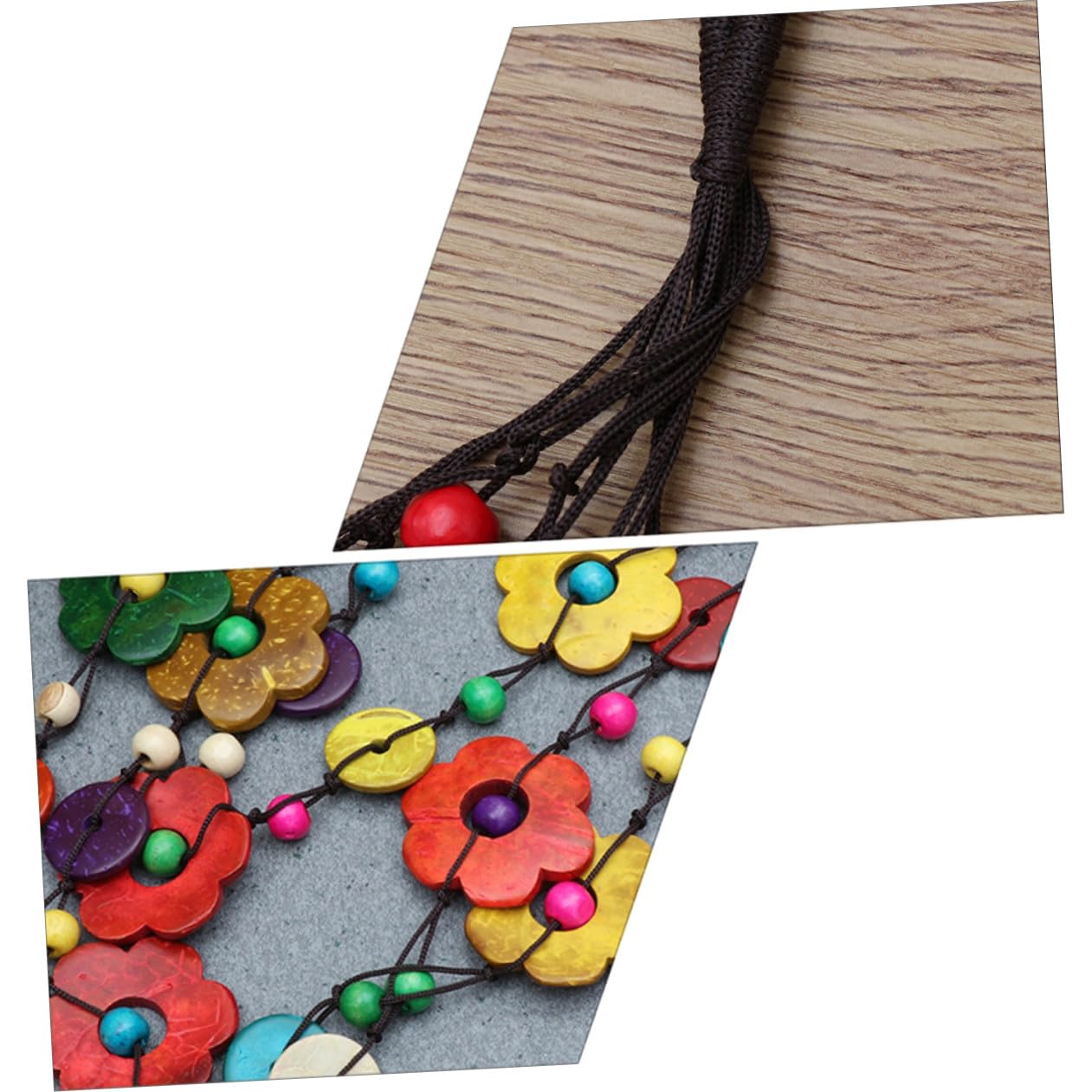 6pezzi Collana Etnica Bohemia Di Cocco Con Perle Colorati Per Occasioni Speciali e Festività