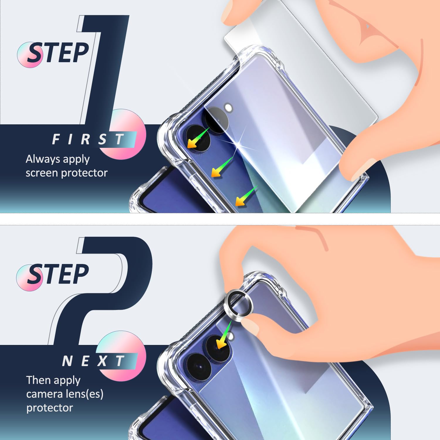 NGB - Custodia per Galaxy Z Flip 8, con cristalli liquidi glitterati | Compatibile con Samsung Galaxy Z Flip 8, pellicola salvaschermo in vetro temperato e cinturino da polso inclusi