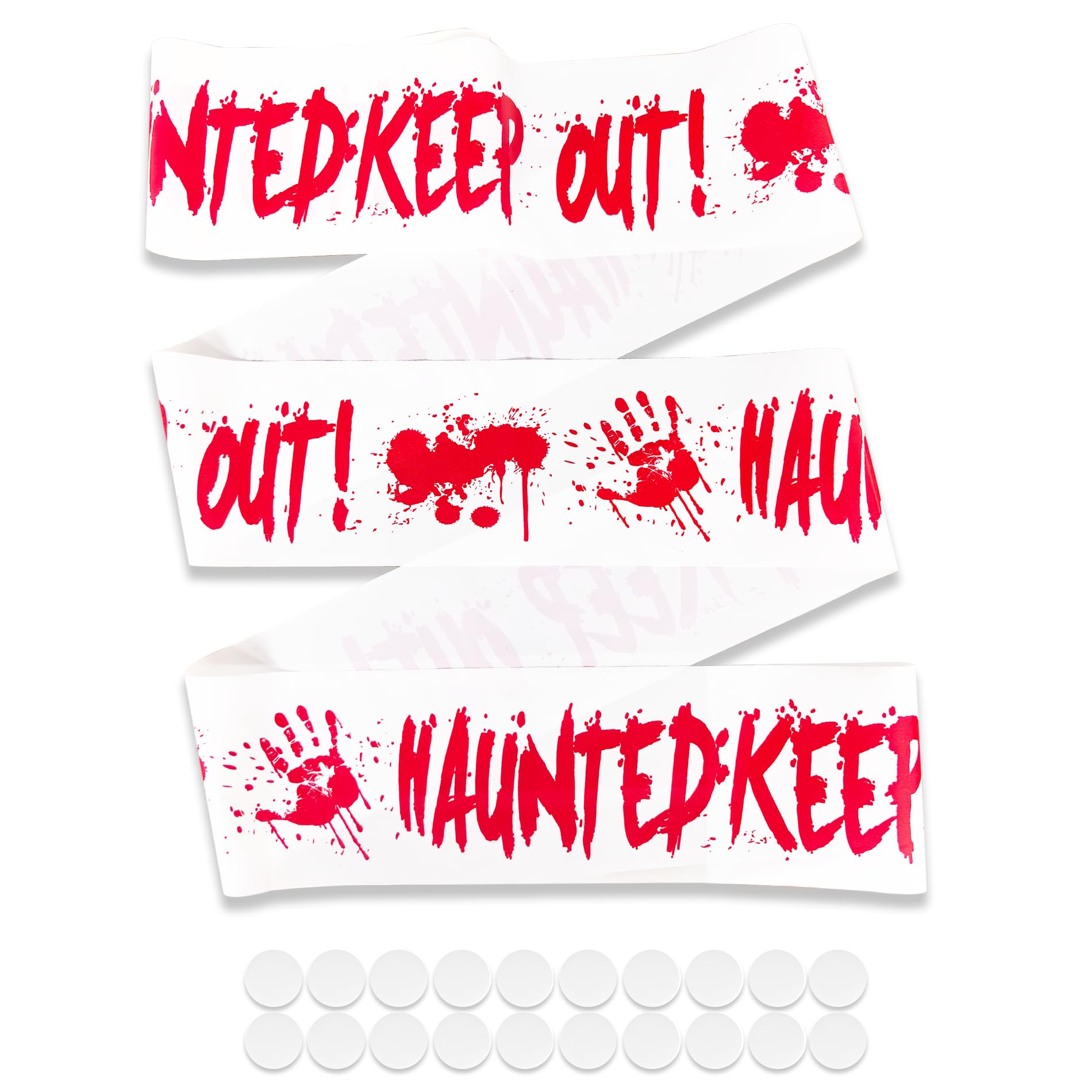 RYHHH 20M x 7.5CM Halloween Caution Tape - Residue-Free Warning Tape for Party Decorations, Red (Bloody Hand Pattern)