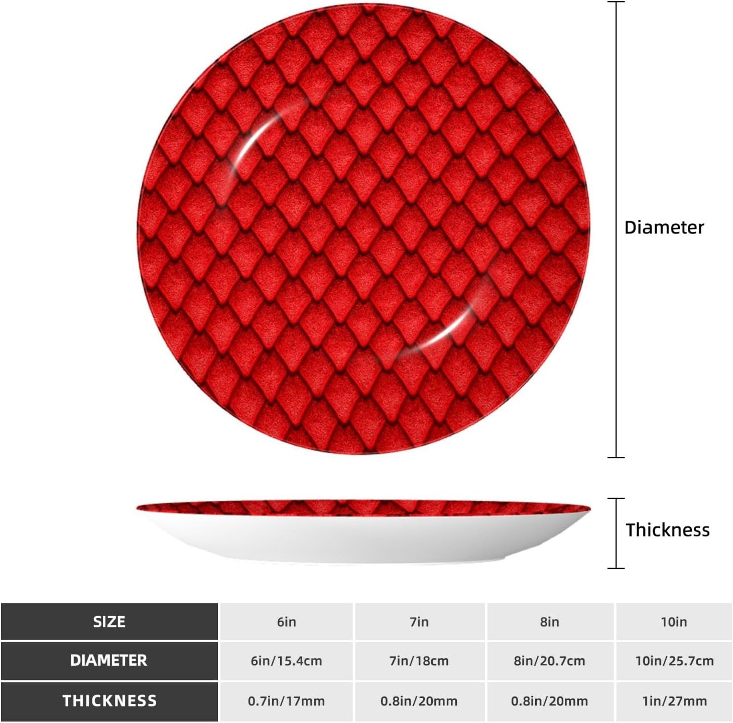 3d Dragon Scale 10 Inch Decorative Plate With Stand, Elegant Display Wall Plate For Home Decor