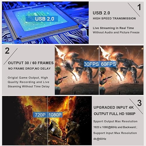 Miniatura 2 de Tarjeta de captura de audio HDMI 4K HDMI a USB 20 Cam Link Live Video Game Capture Card 1080P 60FPS Adaptador de dispositivo de captura de grabación