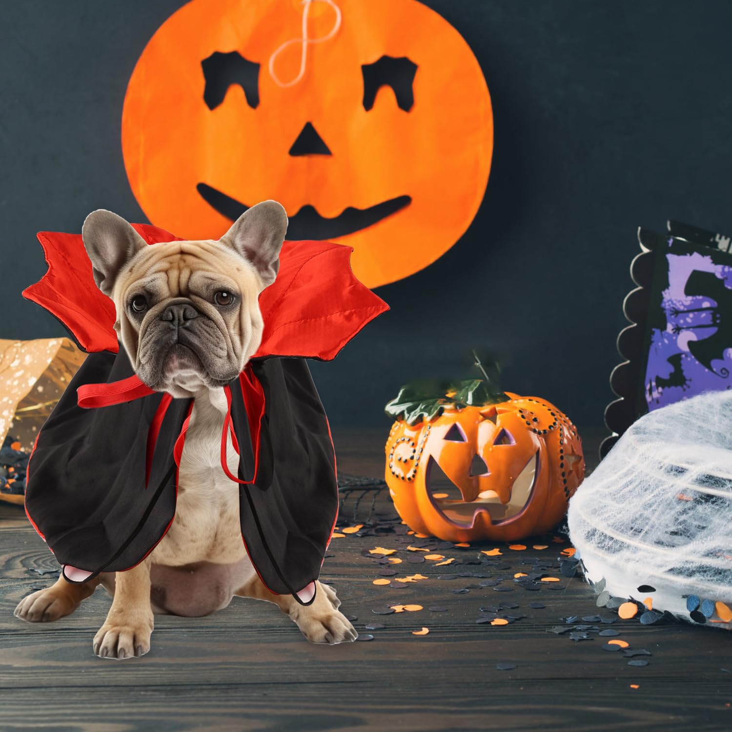 Disfraz De Vampiro Para Perros Y Gatos - Capa Y Sombrero De Halloween Para Mascotas
