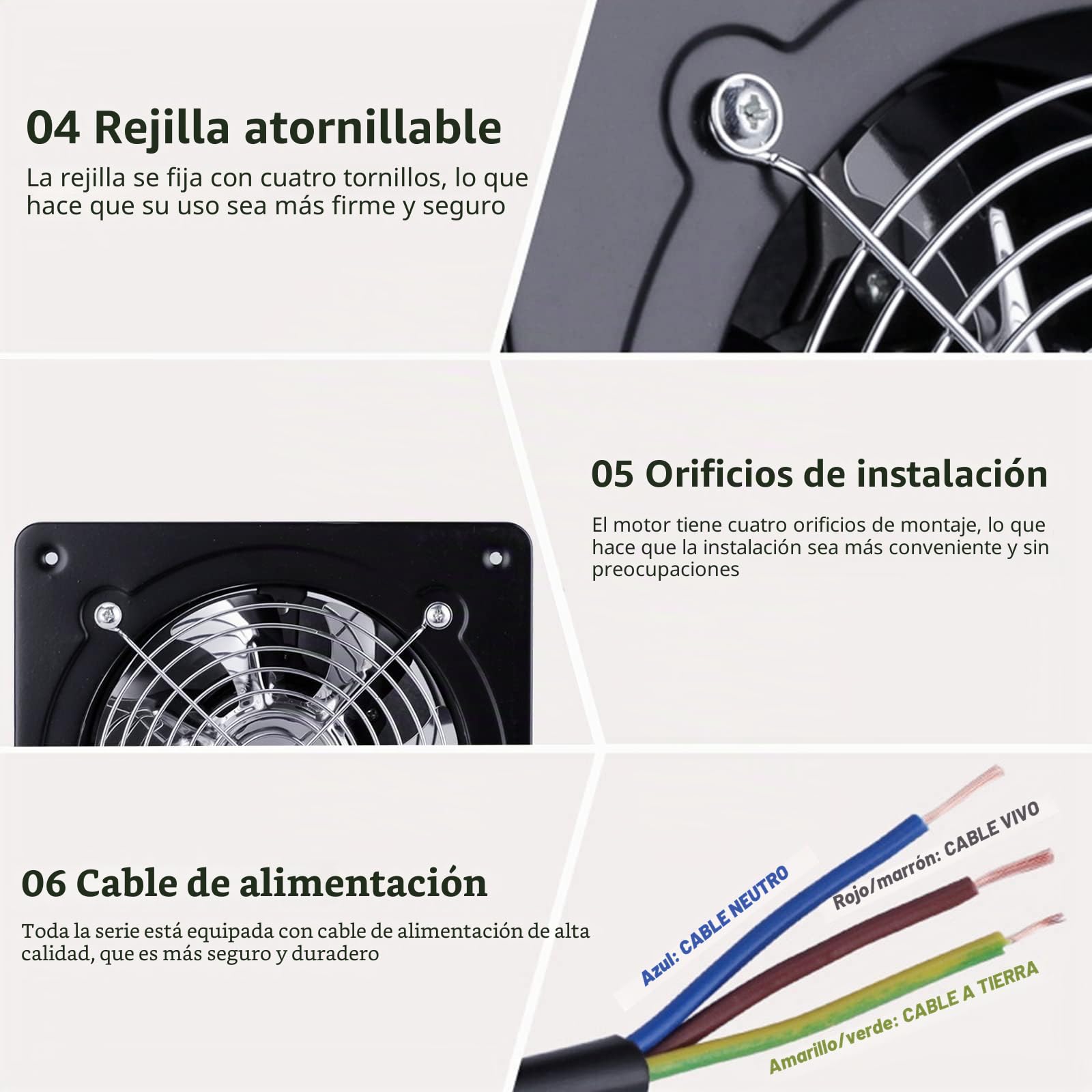 Ventilador extractor de pared ventilador industrial ventilador de entrada de aire tubo de bajo consumo funcionamiento silencioso para ventilación en el baño la cocina o el inodoro (200 mm blanco)