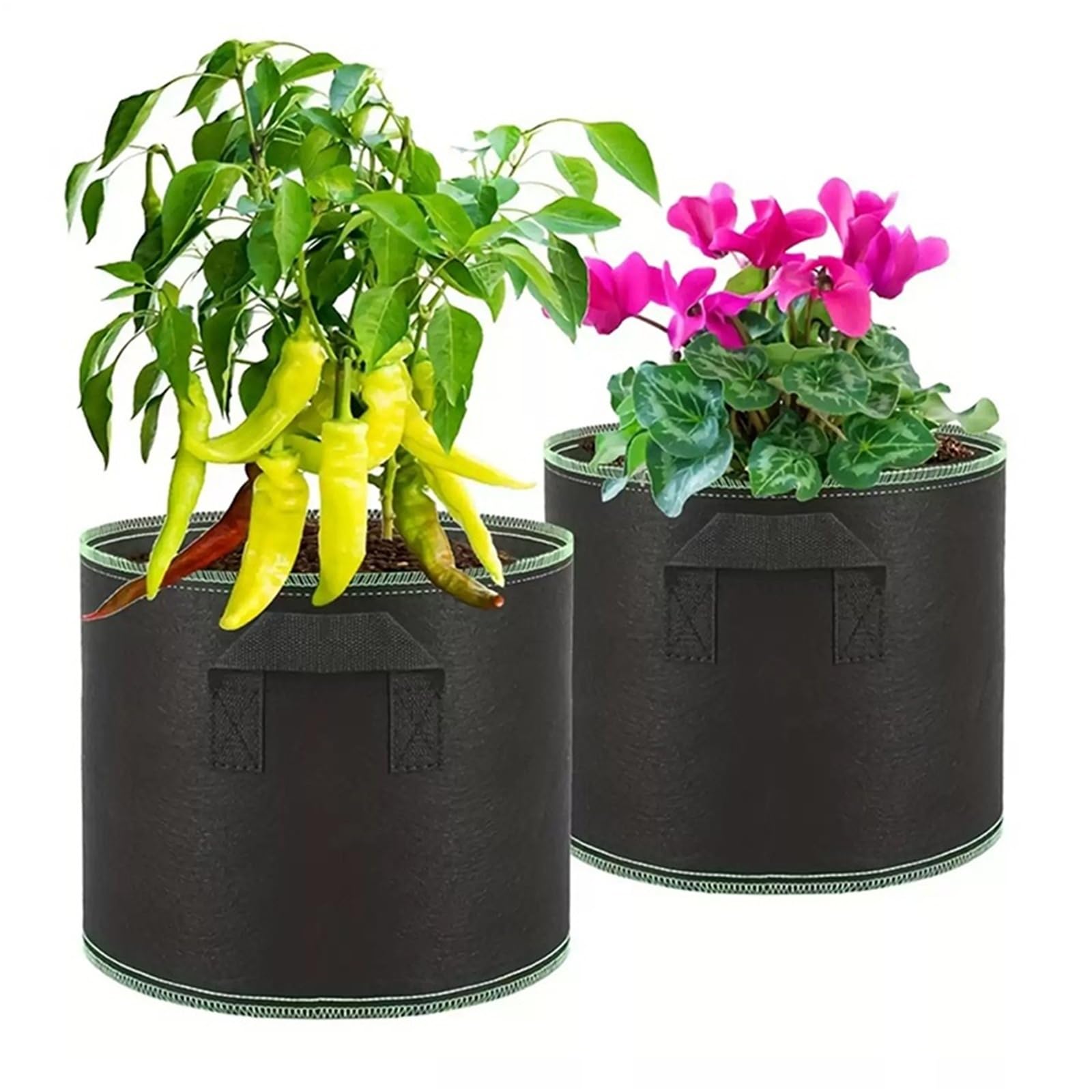 Stofftopf Stoff-Pflanzentopf, atmungsaktiv | For den Gemüse- und Obstanbau im Innenhof, Balkon, 3/5/7/10 Gallonen(7gallon-35x30cm)