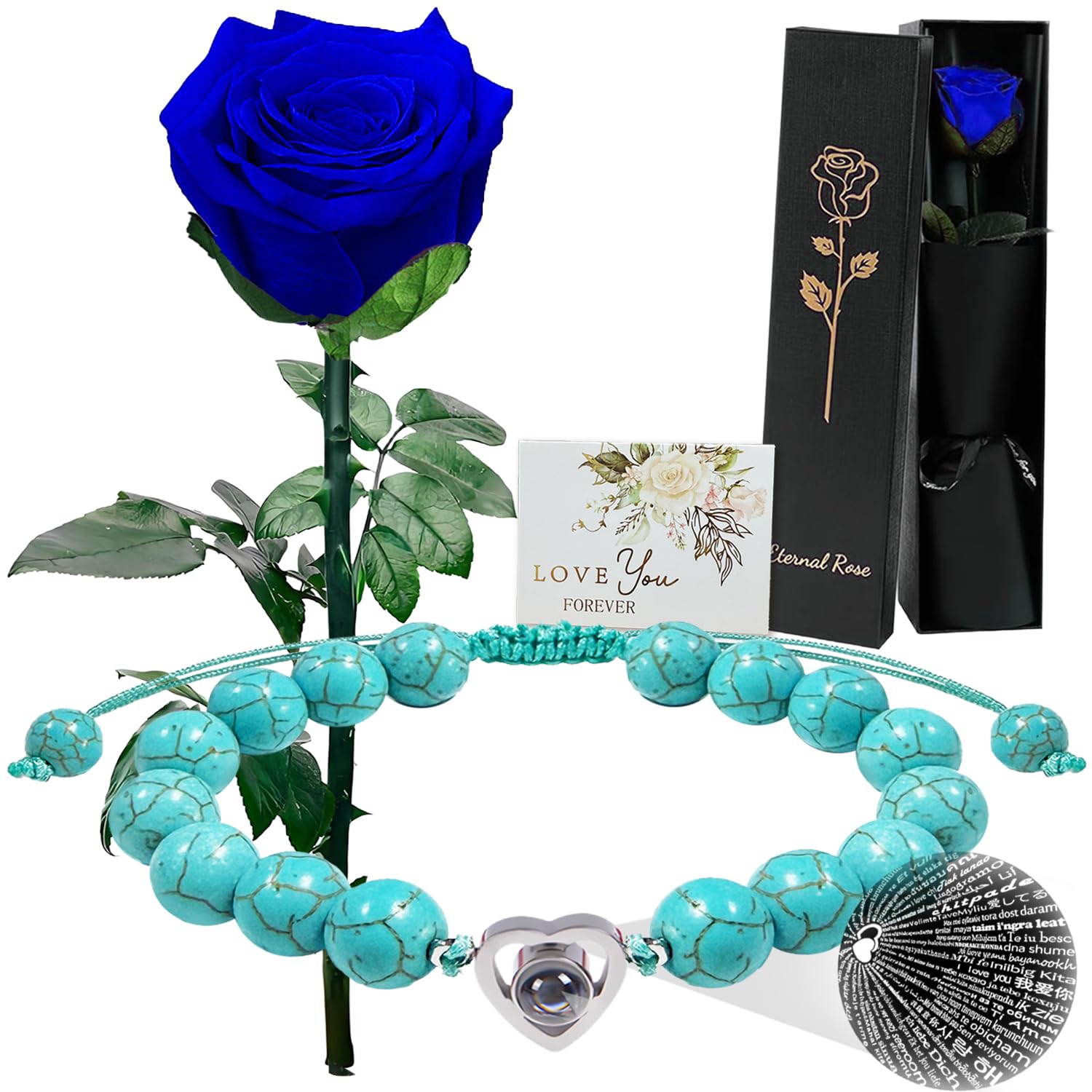 Ewige Rose mit Stiel,Echte Konservierte Rosen,Handgefertigte