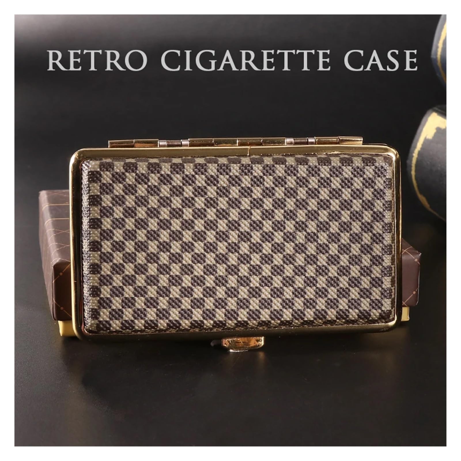 ELGADO Portasigarette Sottile Allungato retrò Materiale in Pelle Diviso Accessori for Sigarette Anti-Pressione Resistenti all'Usura
