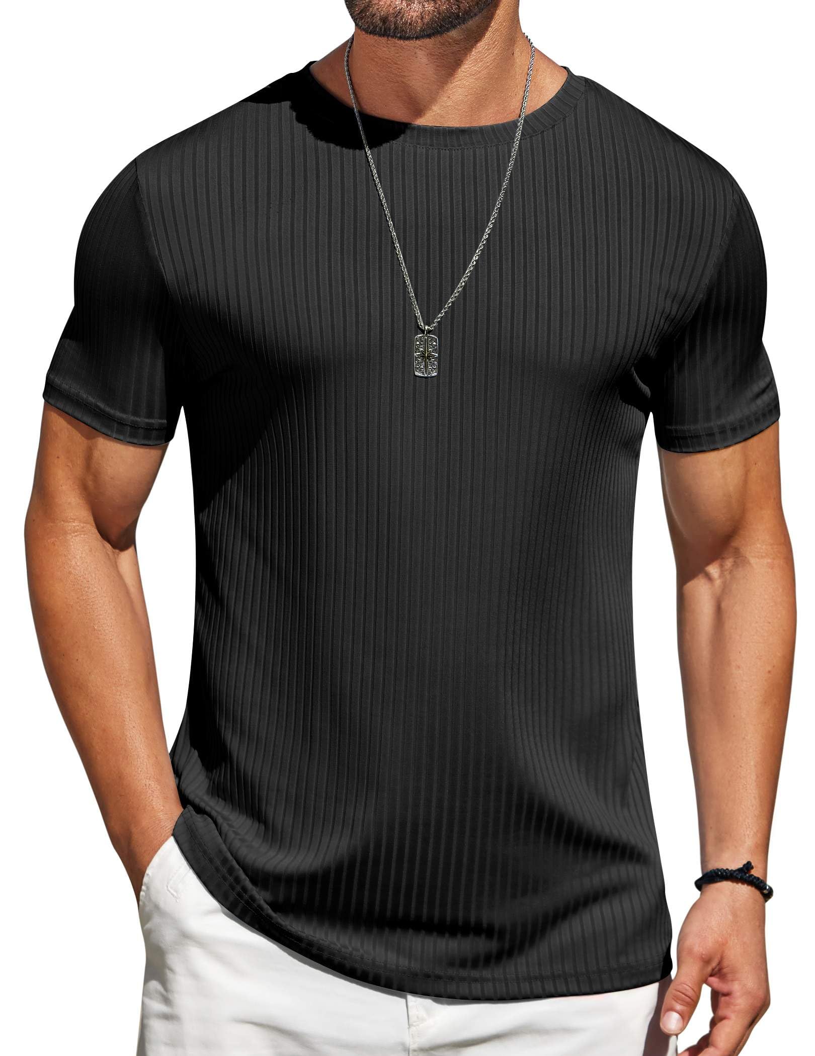 COOFANDY Mens T-Shirts Short Sleeve Plain Tshirts Casual Crew Neck Basic T Shirt Soft Cooling Fitted Stretch Tee Shirts