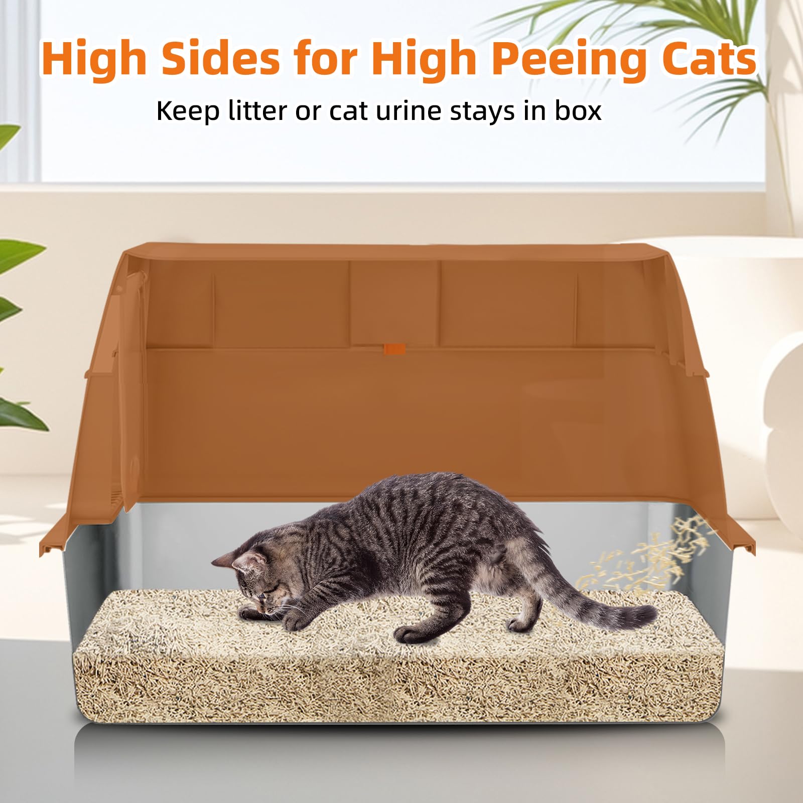 Stainless Steel Litter Box with Sifting Pan, XXL 23.6"L x 15.7"W x 17.7”H Enclosed High Sided Removable Metal Cat Litter Box withLid, Scoop, Anti-Leakage, Non-Sticky, Easy Cleaning (Dark Grey) - image 2
