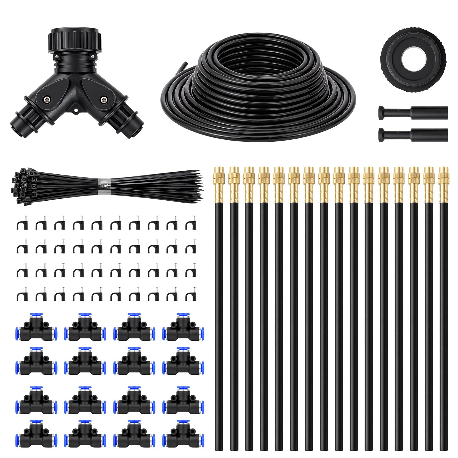 LIWEGHT 100FT Drip Irrigation System, 2026 Upgraded Automatic Garden Watering Kit with 16pcs 360° Adjustable Copper Nozzles, Misting Sprinkler for Outdoor Lawn, Raised Bed, Greenhouse, Patio