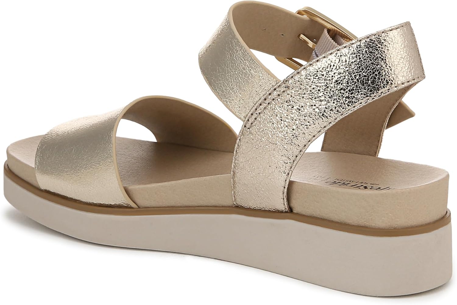 LifeStride Womens Gillian Ankle Strap Flat Sandals Platino Gold 9.5 M - Image 8