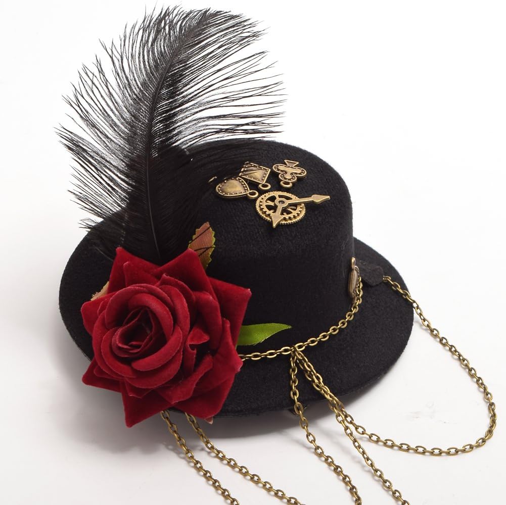 GRACEART Steampunk Mini Top Hat for Women Headwear Costume Accessories - Image 5