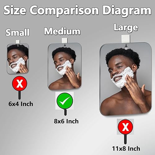 Miniatura 5 de Espejo de ducha para afeitar, más grande de lujo de 8 pulgadas de ancho x 10.5 pulgadas de alto, incluye 2 soportes para maquinillas de afeitar, 6