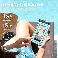 Vista 8 de Funda Impermeable para Teléfono - Paquete de 2 Fundas Impermeables Flotantes IP68, Bolsa Seca Esenciales para Playa y Crucero con Cordón Ajustable