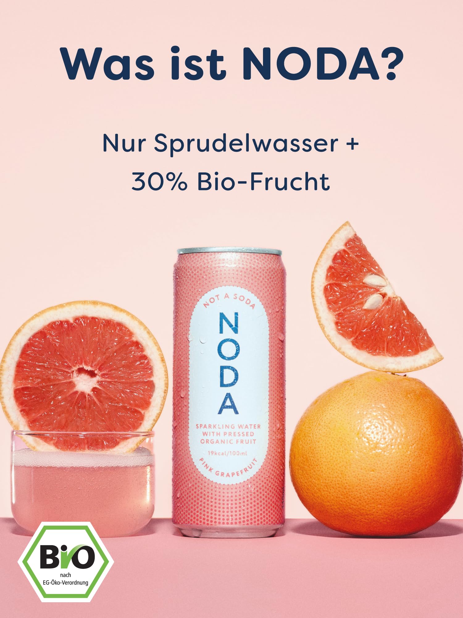 NODA "Not A Soda" · Pink Grapefruit 24X330ml · Sprudelwasser mit 30% Bio-Frucht