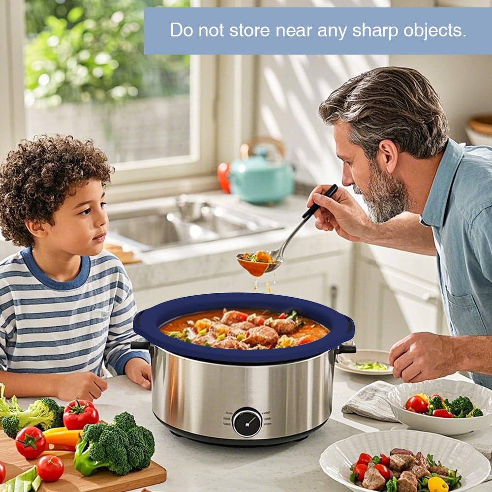 ChefAid Slow Cooker Liners, 100% Silicone Reusable Crock Pot Insert Accessories for 6-8 Oval or Round Quart Slow Cookers, Food Safe & Dishwasher Safe (NavyBlue-GrayishBlue)