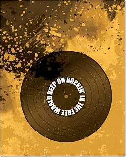 Rockin' in the Free World by Neil Young - Classic Rock Music Abstract Record Illustration - Song Lyrics Inspired Art Print
