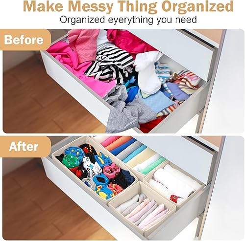 Miniatura 4 de Juego de 24 divisores organizadores de ropa de guardería, cajón, contenedores plegables de tela para otoño, Navidad, armario, caja de