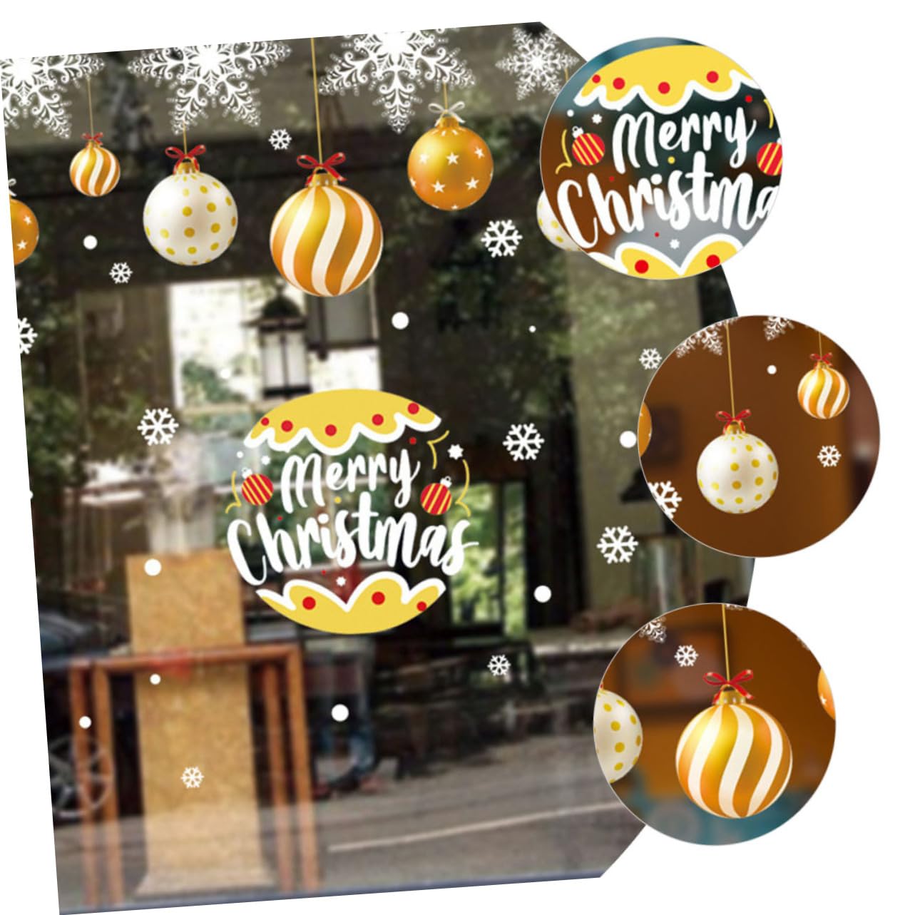 PRETYZOOM 5 Blätter Statische Weihnachtsaufkleber Urlaub Selbstklebender Aufkleber Schneeflocken-fensteraufkleber Weihnachtskugel Fenster Haftet Weihnachts-schneeflocken-aufkleber Pvc