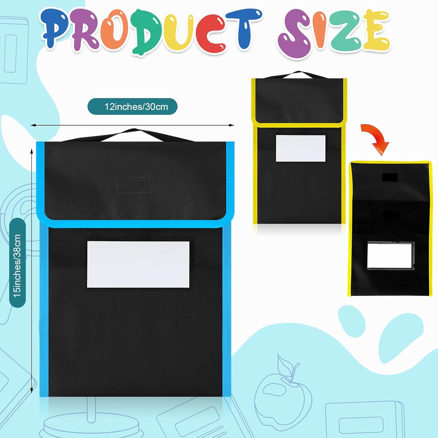 Buryeah 16 Pcs Large Book Bags Pouch for Classroom, Nylon Fabric Carrier image 2