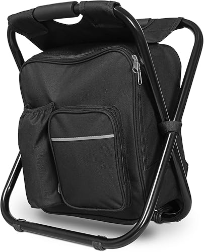 Jenseits Silla enfriadora tipo mochila, taburete plegable portátil, taburete de pesca ligero para exteriores, para campamento, viajes, senderismo,