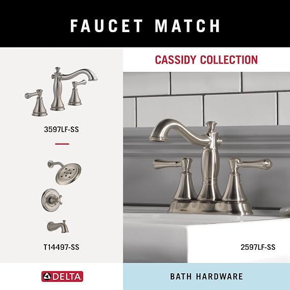 Delta Double Towel Hook for Bathroom or Kitchen| Brilliance Stainless Steel | Cassidy Accessories