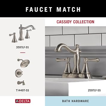 Delta Double Towel Hook for Bathroom or Kitchen| Brilliance Stainless Steel | Cassidy Accessories