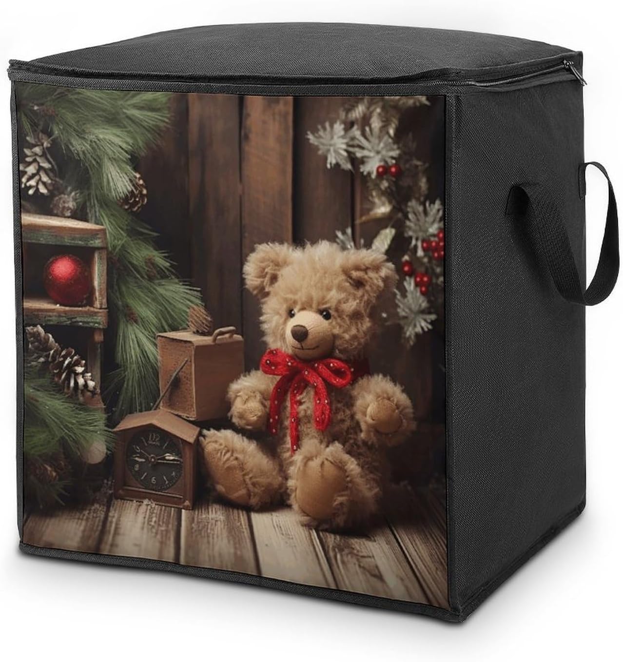 Storage Bags, Xmas Tree Branch Bear Printed Storage Bags,quilt Storage Bags,zipper Storage Bags,household Storage Bags