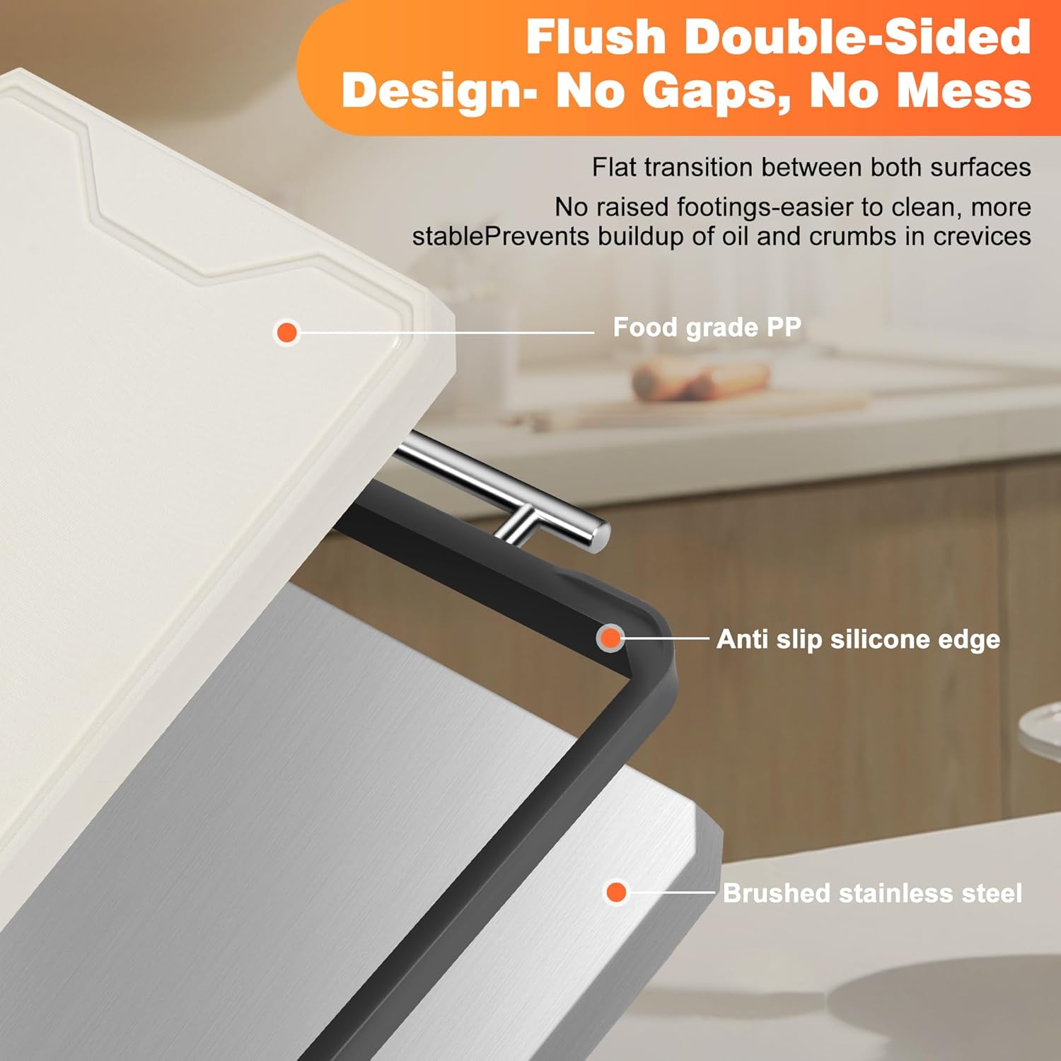 Stainless Steel Cutting Board,Large Size 16”×11”Non Toxic Chopping Board Safe Metal Cutting Boards for kitchen Stainless Steel/Wheat straw pp Large Cutting Board for meat (Grey 16''*11''-1)