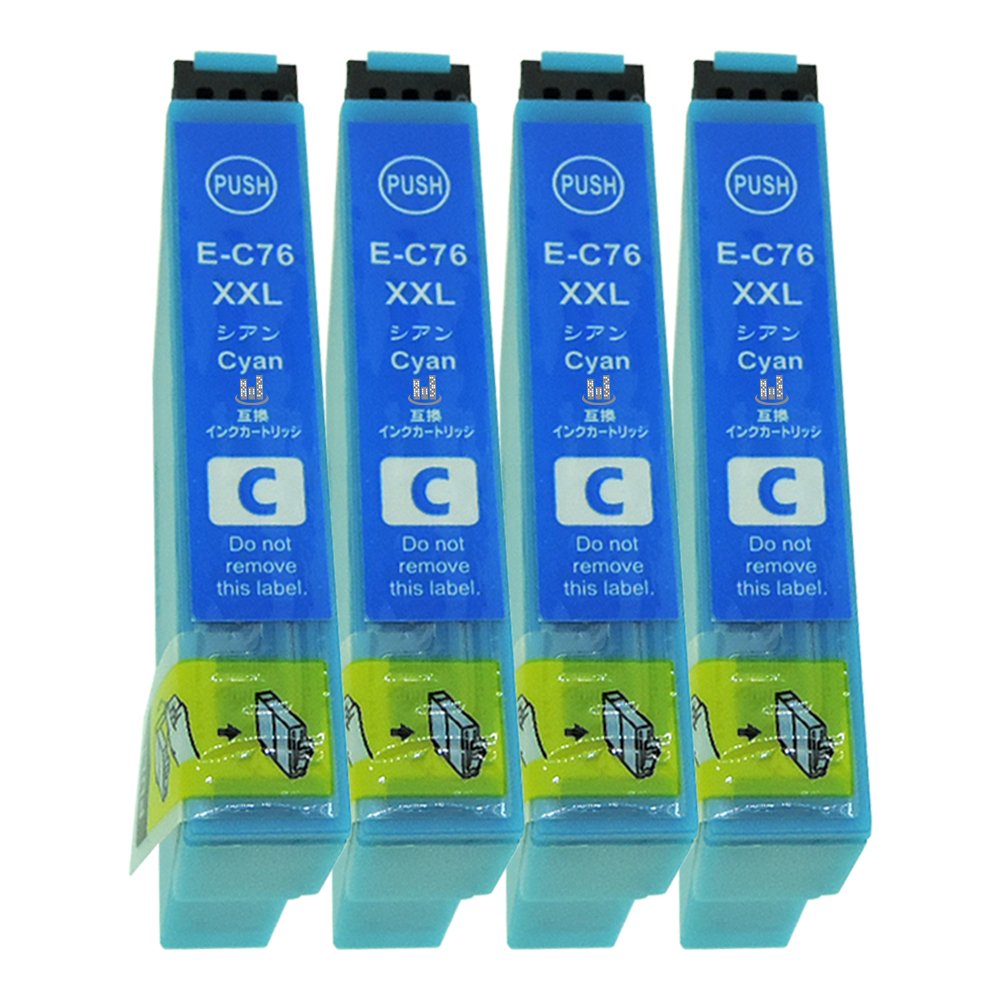 Amazon.co.jp: ICC76(C/シアン)×4本セット【大容量】 [エプソン用] 新