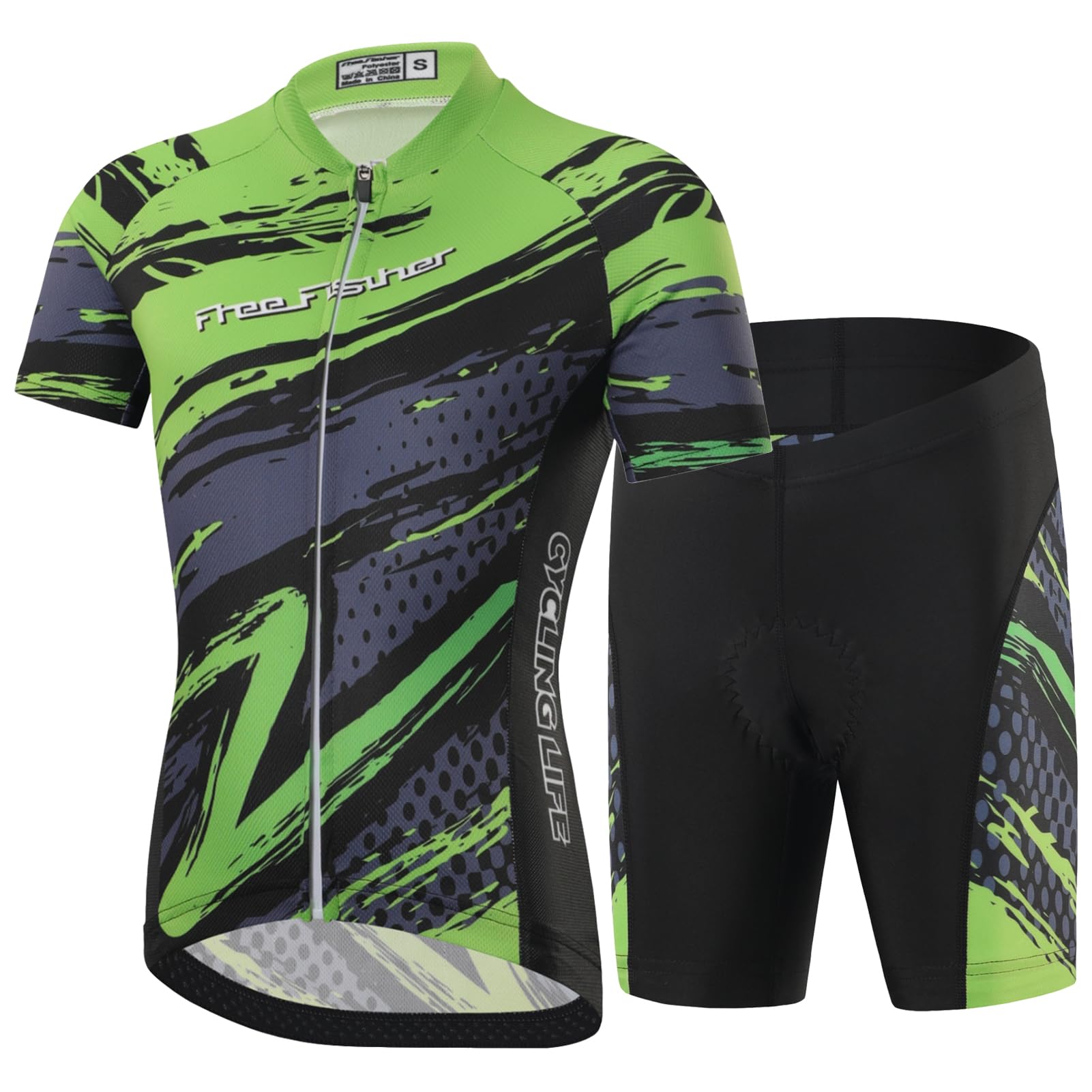 Kinder Jungen Fahrradtrikot Mädchen Schnelltrocknend Kurzarm Trikot & Kurze Radhose mit 3D Sitzpolster Atmungsaktiv Radsport-Bekleidung