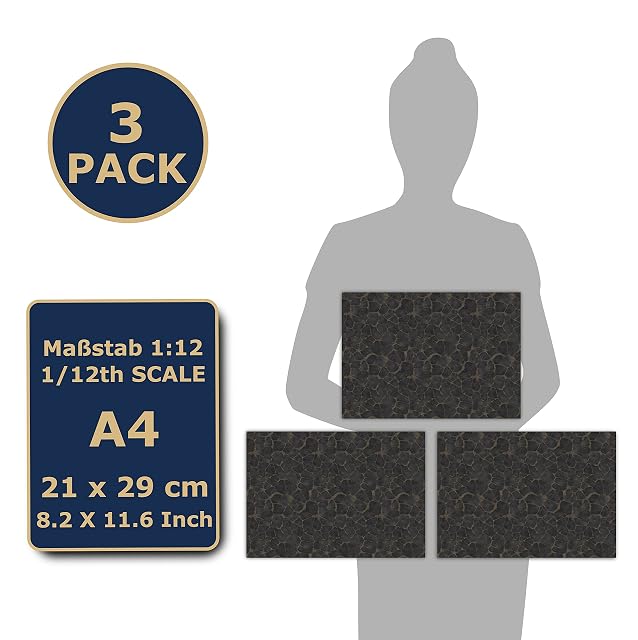 Foto 4 de 4 de 3 Hojas de Baldosas Autoadhesivas para Suelo de Casas de Muñecas, Escala 1:12 (Mosaico de Roca Volcánica)