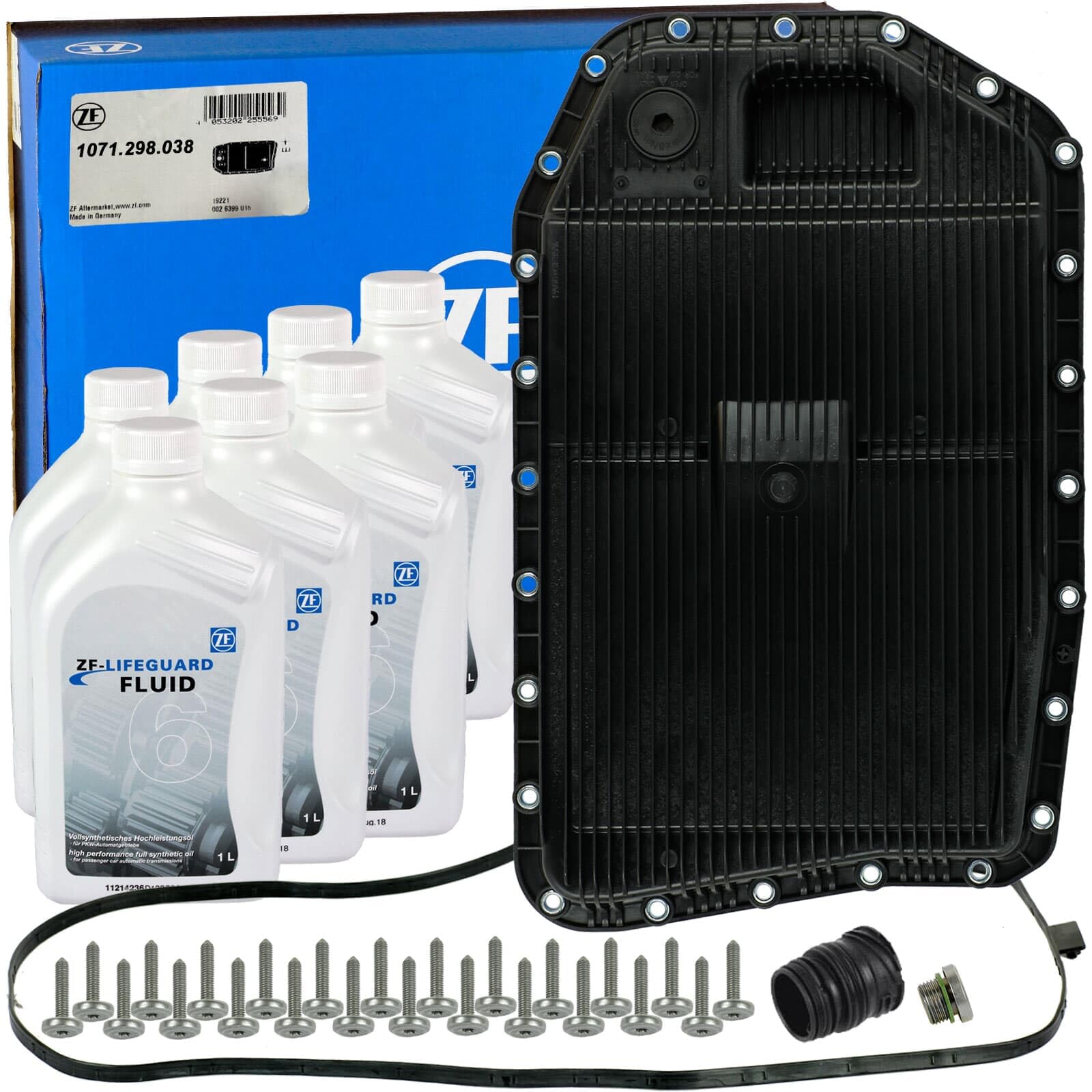 ZF Getriebefilter Automatik Ölfilter | 1071.298.038+0140192900 ZF Ölwechselset+ZF Fluid 6 passend für 6HP19 HP21 6 Gang