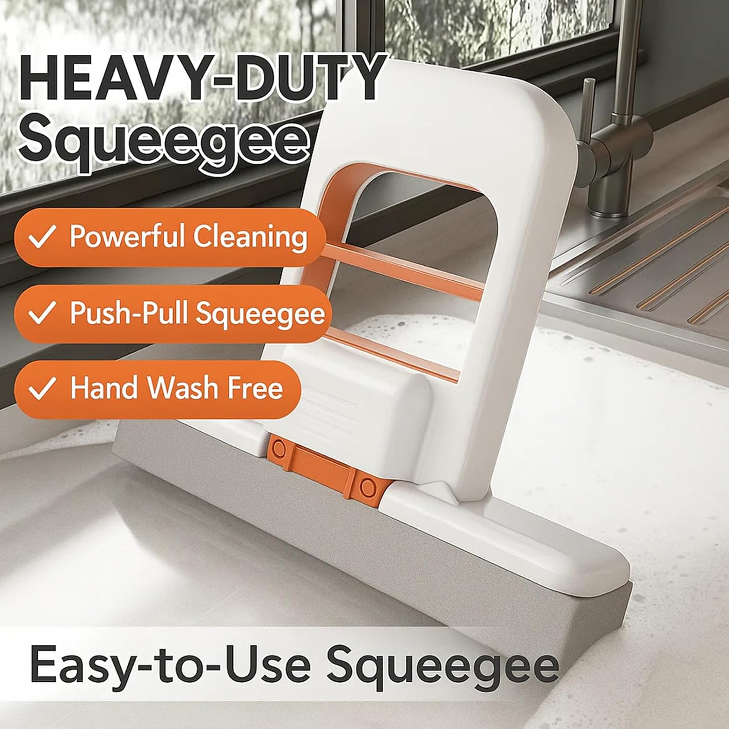 Mini Mop, 2025 New Upgrade Mini Portable Self-Squeezing Mop, Mini Mops for Small Spaces, Wet and Dry Use Cleaning System Small Mops for Bathroom Kitchens Desktop Glass (Orange + Sponge*2)