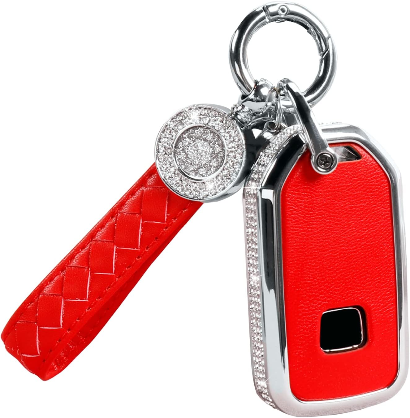 Compatible with Honda Key Fob Cover with Keychain, Crystal Rhinestones Car Key Fob Replacement Case, White Key Fob Shell Fit for Honda Accord Civic CRV Pilot HRV Odyssey Ridgeline Passport