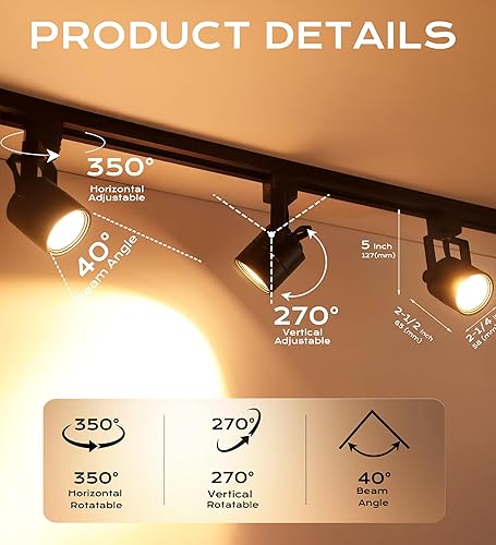 Miniatura 14 de CLOUDY BAY Cabezal de luz LED regulable de 8 W, CRI 90+ blanco cálido 3000 K, ángulo de inclinación ajustable, ángulo de inclinación ajustable