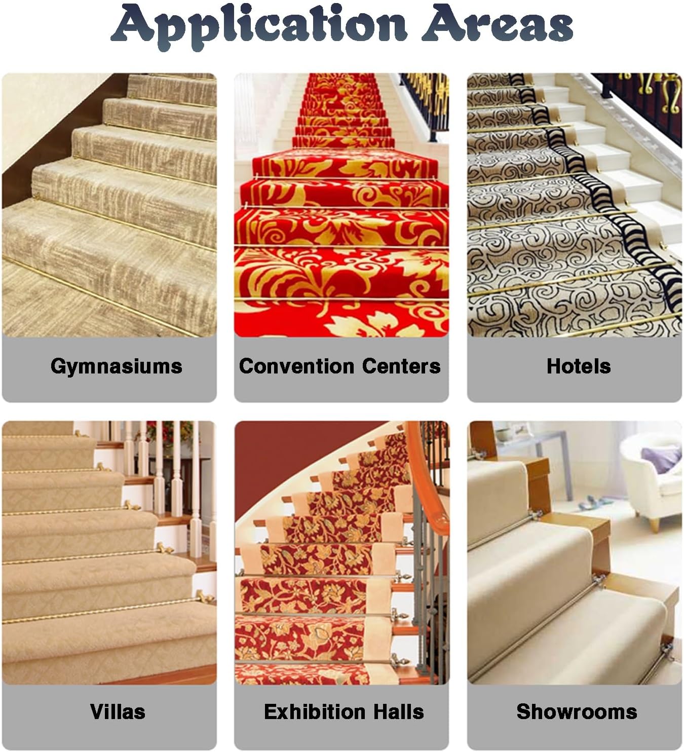 Brass Stair Rods for Carpet Runners Set of 2-16, Long Staircase Carpet Rods, Stair Carpet Runner Holder Rods for Home Office Shopping Center(4 Pack,L 24in/61cm)