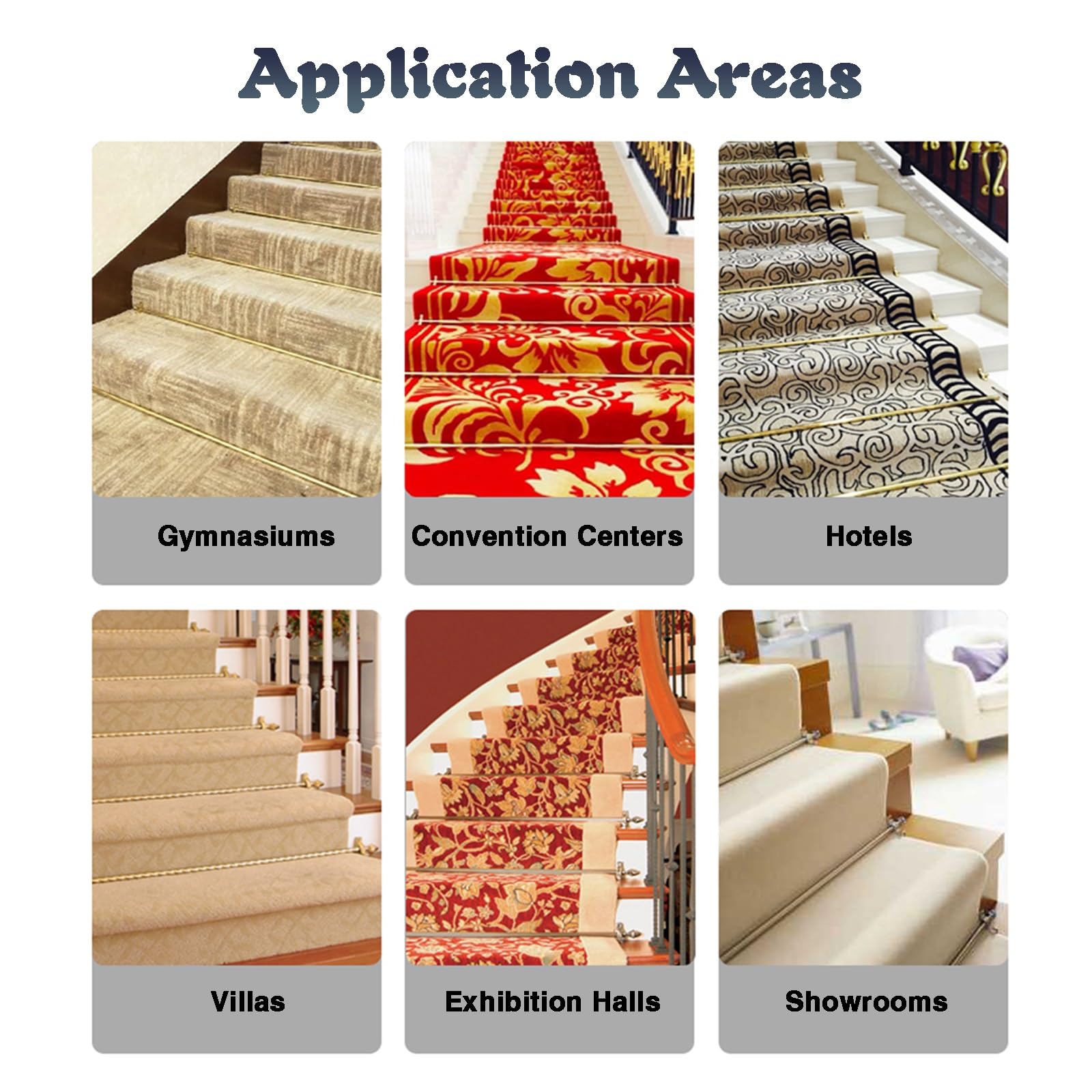 Barras de latón para alfombras de escalera, 11 unidades, 105 cm, soportes tubulares antideslizantes, accesorios de seguridad para corredores, perfectos para protección de escaleras y estilo