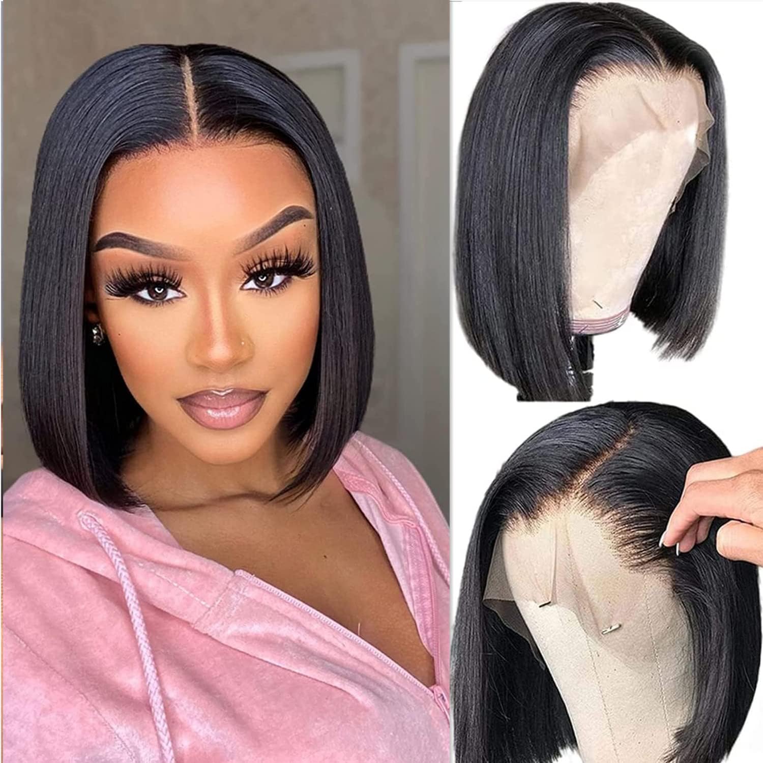 Superfect Bob Wig Human Hair 13x4 Lace Front Wigs for Women Human Hair Short Bob Wigs Hd Transparent Pre Plucked Straight Frontal Wigs Human Hair (10 Inch, Bob Wig)