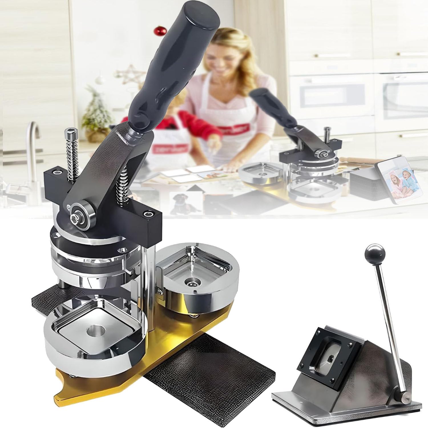 Kit De Máquina Para Hacer Imanes Cuadrados De Refrigerador De 50 X 50 Mm, Prensa Para Calcomanías De Fotos, Máquina Para Hacer Imanes, Con Cortador De Papel, 100 Piezas De Materiales.