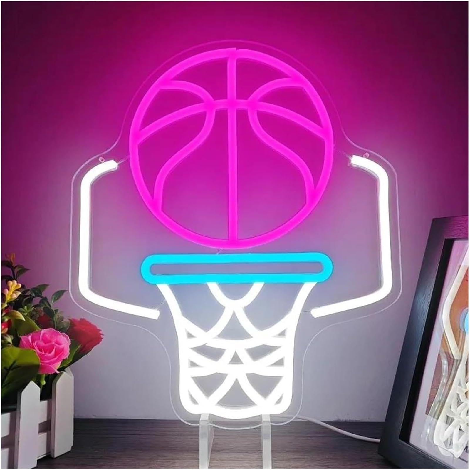 Per insegne al neon a forma di canestro da basket, decorazioni murali dimmerabili, caverna maschile,Per stanza