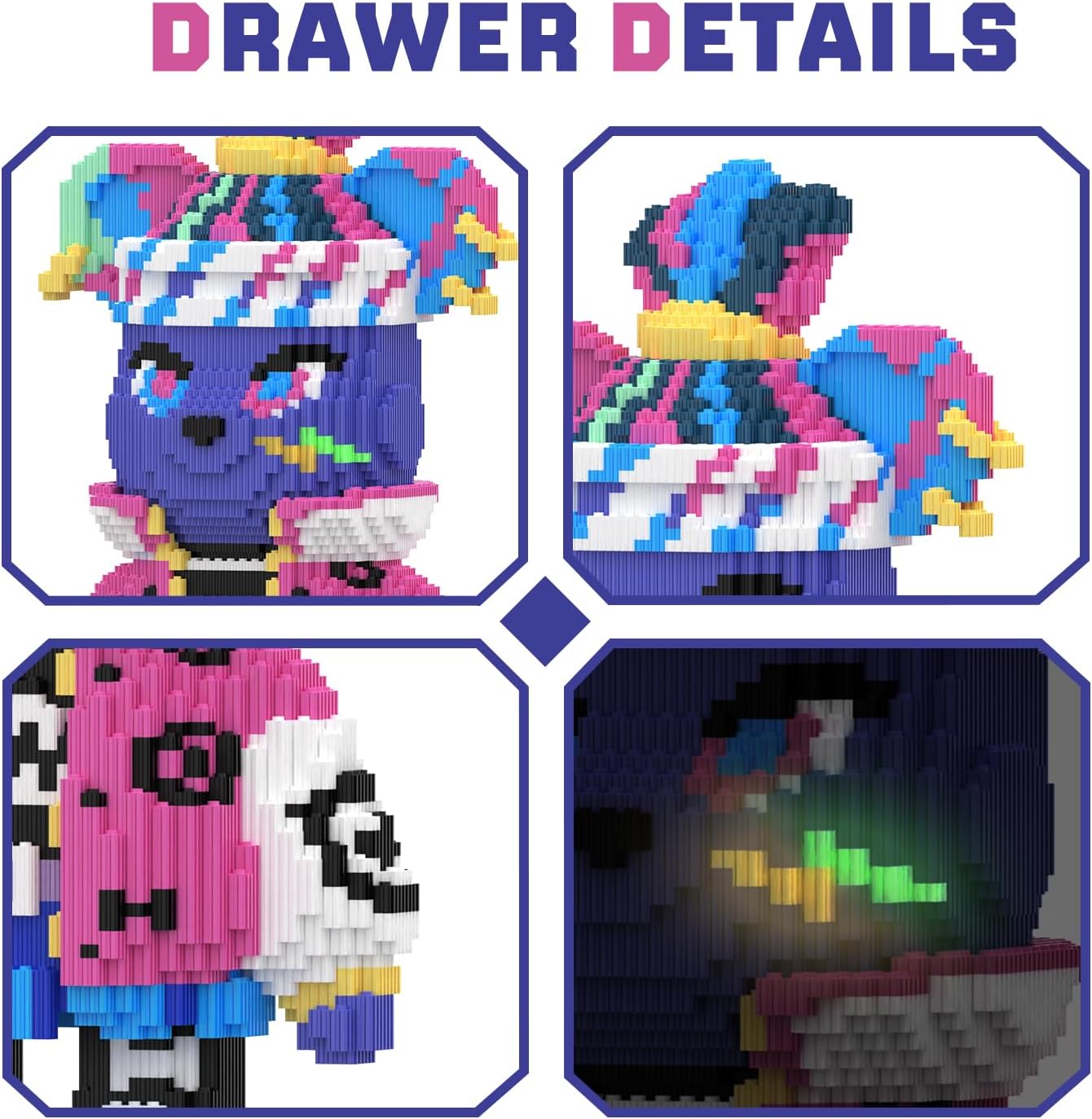Close-up details of the Bearbrick figure's construction