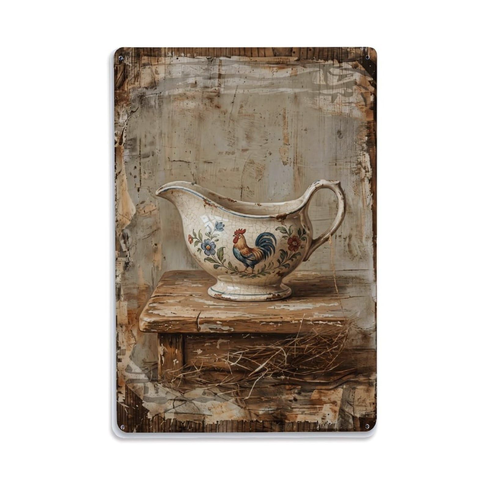 Country Dining Table Gravy Boat Countryside Home Vintage Metal Tin Sign Plaque Wall Decor for Cafe, Club, Garden Metal Poster 8x12Inch