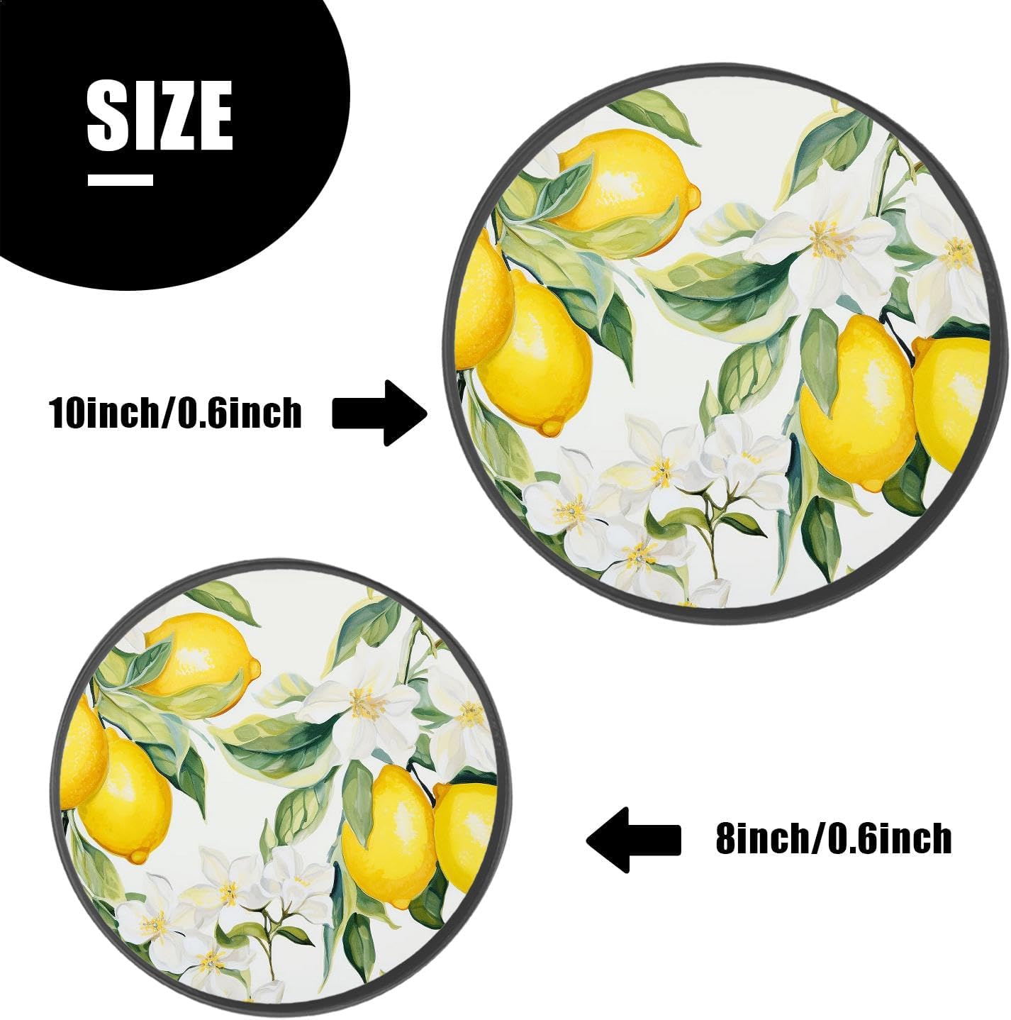 Lemon Fruit Flower Leaf Yellow Limon Cute Drawings Set of 4 Stove Burner Covers - Premium Round Electric Stove Range Protectors,8 IN & 10 IN