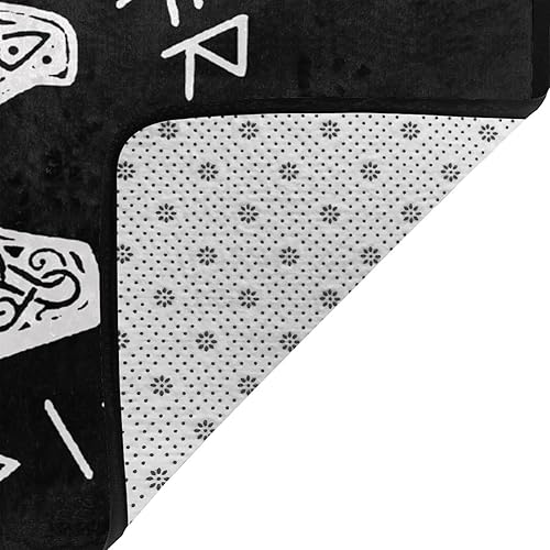 Miniatura 4 de Vikings Mjolnir and Rune Wheel Norse Mythology Symbol Area Rug Living Room Bedroom Kitchen Sofa Bedside Carpet Floor Mats 72"X48"