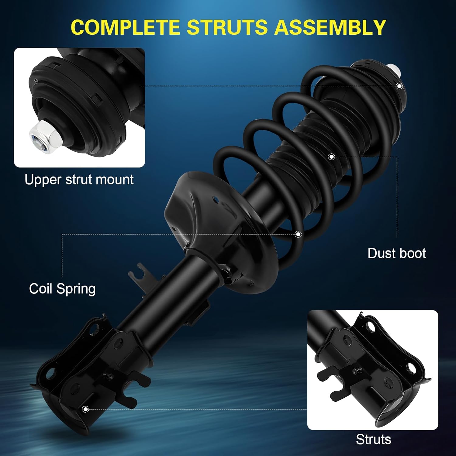 Front Left and Right Struts Assembly Shock Absorber with Coil Spring for Chevrolet Aveo 2004-2012 for Chevrolet Aveo5 2006-2011 for Pontiac G3 2009-2010 for Pontiac Wave 2005-2008,172296 172295