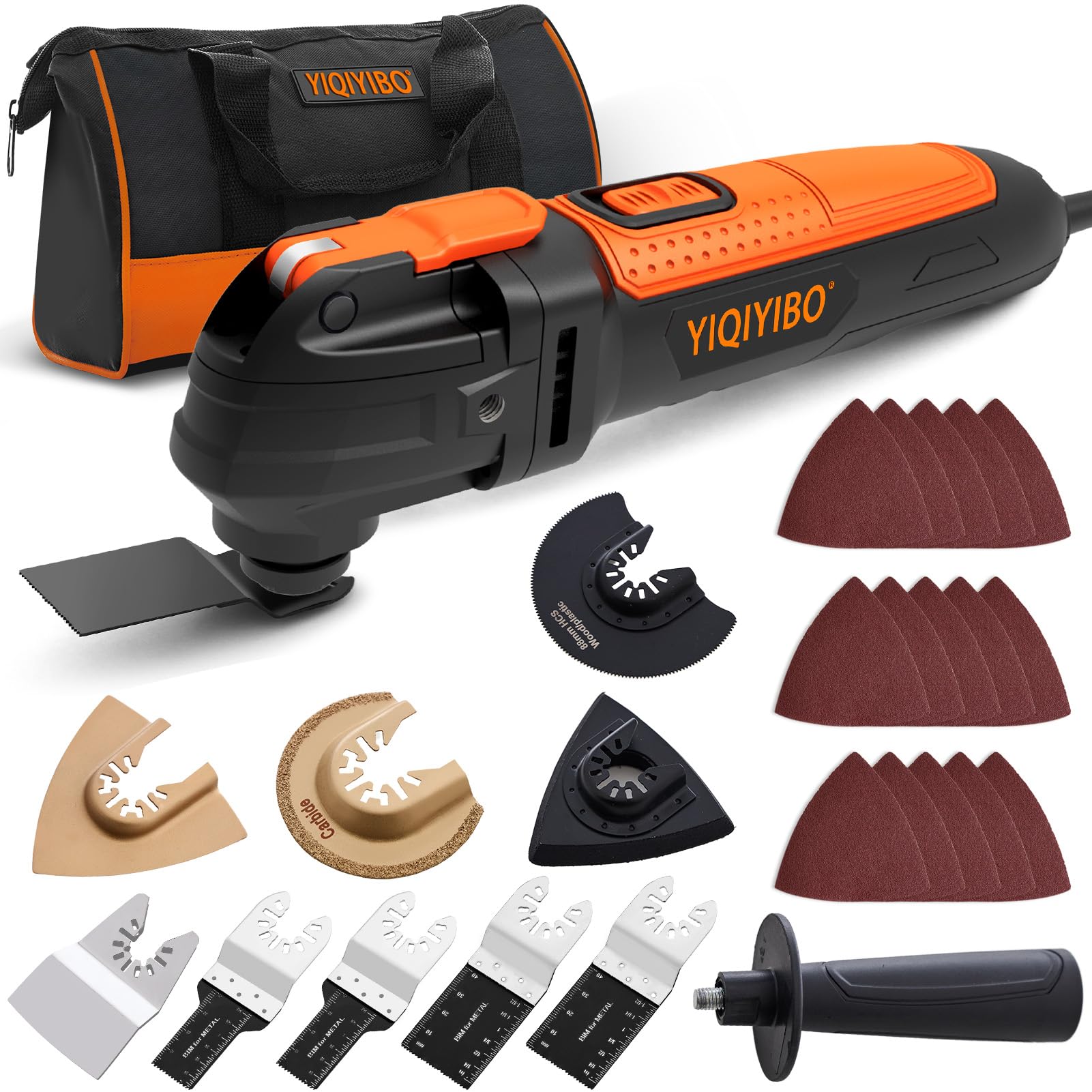YIQIYIBO Strumento Multifunzione, Utensile Multifunzione Oscillante 300W con 6 Velocità Regolabili, Design Lama Rapido, Per Taglio Metalli/Legno, Lucidatura Superfici, Piastrelle e Rimozione Ruggine