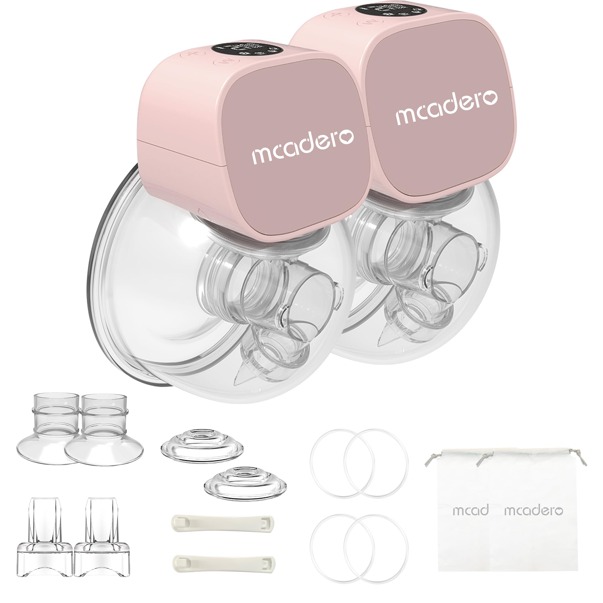 M5 Electric Breast Pump,4 Mode & 12 Levels,LED Display, Wearable Hands-Free Breast Pump,Portable Breast Pump (Pink M5 2PCS)