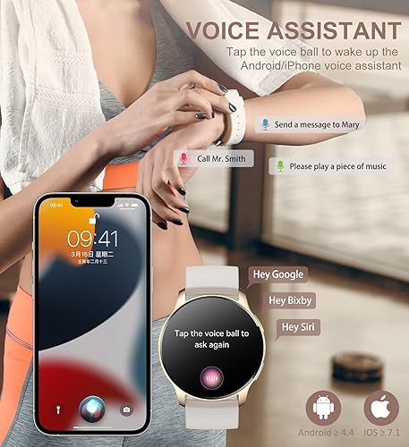 Vista 10 de Reloj inteligente para mujeres y hombres, rastreador de llamadas Bluetooth para teléfonos Android e iOS, reloj inteligente impermeable con pantalla